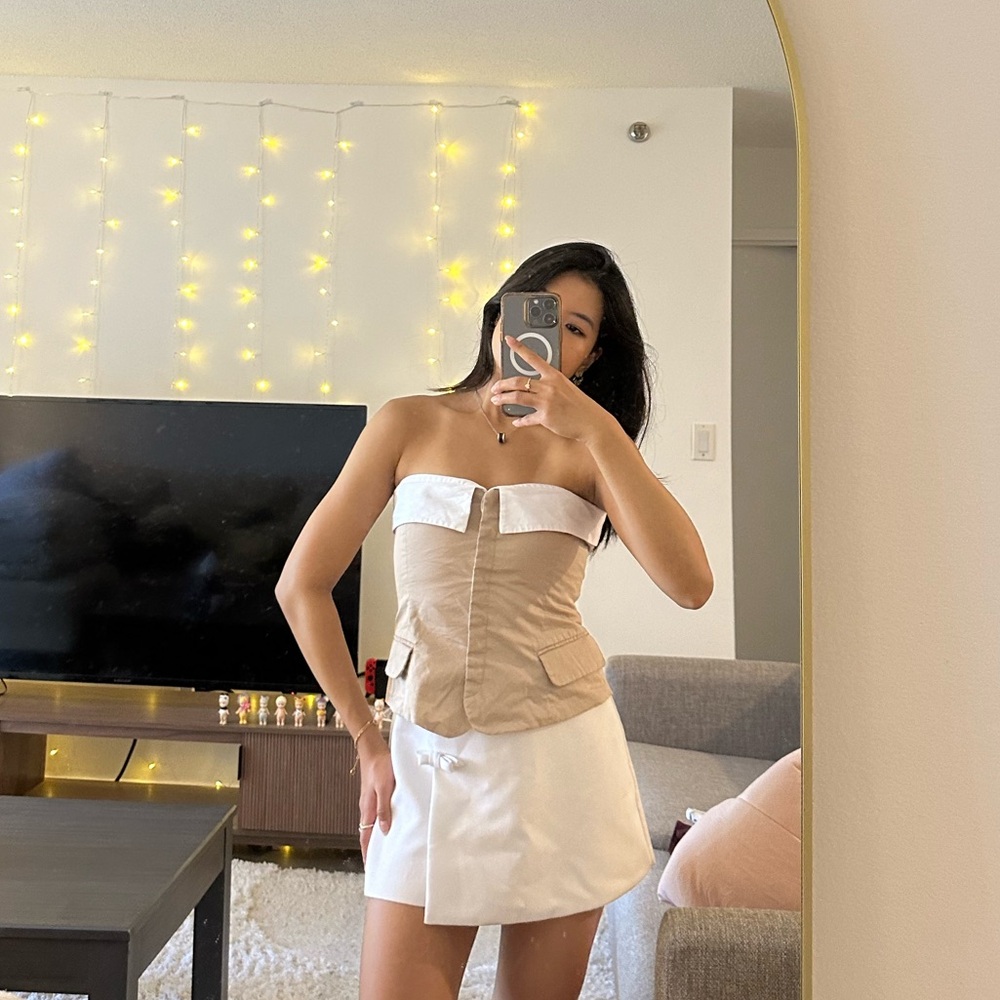 Zara Cream Strapless Top